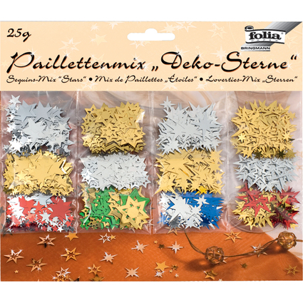 folia Paillettenmix/Streuschmuck "Deko-Sterne", sortiert