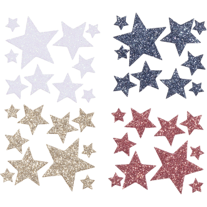 folia Moosgummi Glitter-Sticker STERNE II, 40 Stck