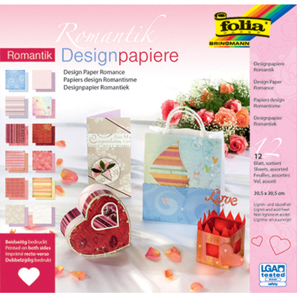 folia Designpapierblock "Romantik", 305 x 305 mm, 12 Blatt