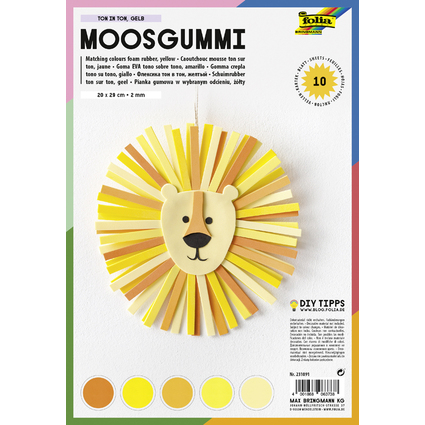 folia Moosgummi, (B)200 x (H)290 mm, TON IN TON MIX gelb