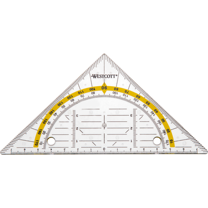 WESTCOTT Geometriedreieck zum Abheften, Hypotenuse: 140 mm