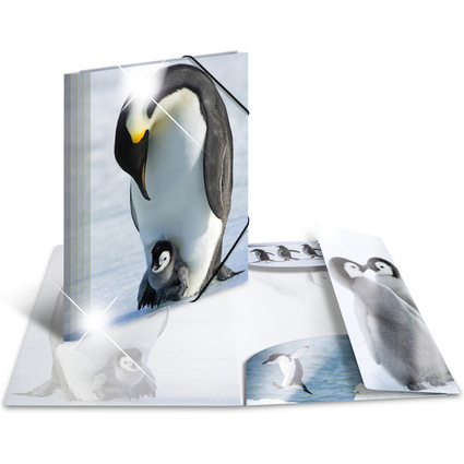 HERMA Eckspannermappe "Pinguine", PP Glossy, DIN A4