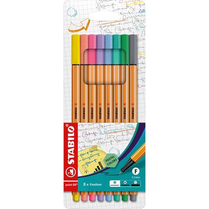 STABILO Fineliner point 88 Pastel Colors, 8er Kartonetui