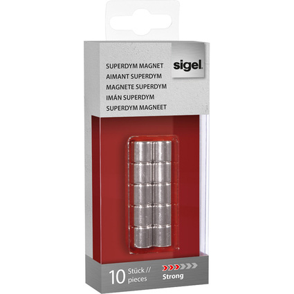 sigel Neodym-Design-Magnete Zylinder "Strong" C5, 10er Set