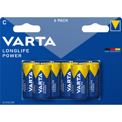 VARTA Alkaline Batterie Longlife Power, Baby (C), 6er