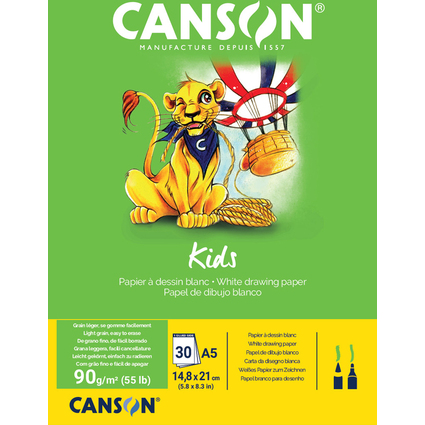 CANSON Zeichenblock Kids, DIN A5, 90 g/qm, 30 Blatt