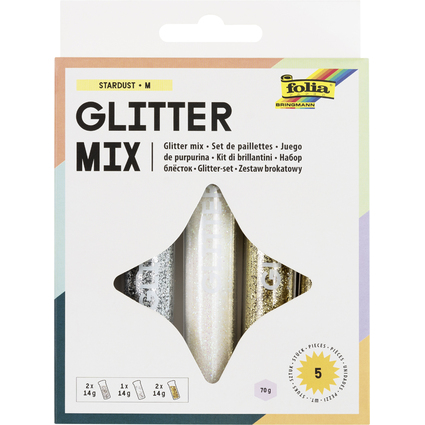 folia Glitter-Set / Glitterpulver,  14 g, farbig sortiert