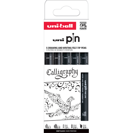 uni-ball Fineliner PIN PF "Calligraphy", 5er Set
