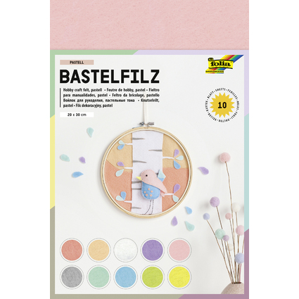 folia Bastelfilz, 200 x 300 mm, 150 g/qm, Pastellfarben