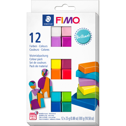 FIMO SOFT Modelliermasse-Set "Brilliant", 12er Set