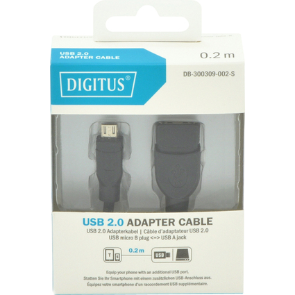 DIGITUS USB 2.0 Adapterkabel, OTG, micro USB-B - USB-A