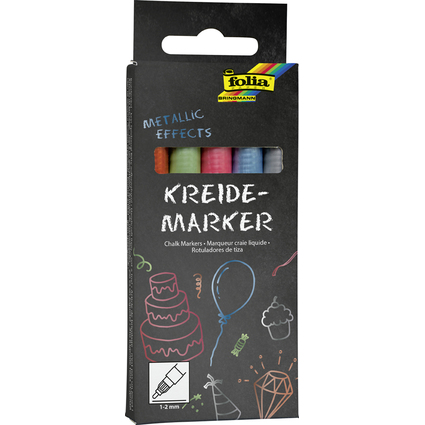 folia Kreidemarker "Metallic Effects", 5er Set