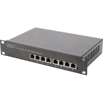 DIGITUS 10" Gigabit Ethernet PoE Switch, 8-Port
