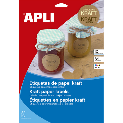 APLI Naturbraune Etiketten, 210 x 297 mm