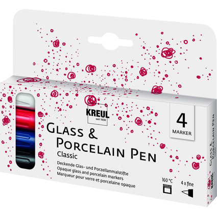 KREUL Glass & Porcelain Pen Classic fine, 4er-Set