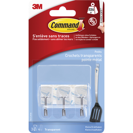 3M Command Draht-Haken, Kunststoff, Gre: S, transparent