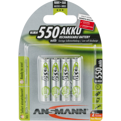 ANSMANN maxE NiMH Akku, Micro AAA, 4er Blister, 550 mAh