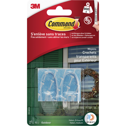 3M Command Outdoor Haken, transparent, Kunststoff, Ge: M