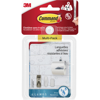 3M Command Bad-Klebestreifen Strips, Multipack (S/M/L)