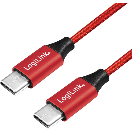 LogiLink USB 2.0 Kabel, USB-C - USB-C Stecker, 0,3 m, rot