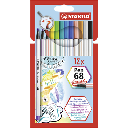 STABILO Pinselstift Pen 68 brush, 12er Kartonetui