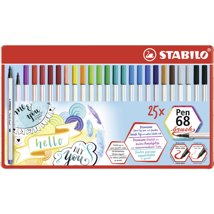 STABILO Pinselstift Pen 68 brush, 25er Metalletui