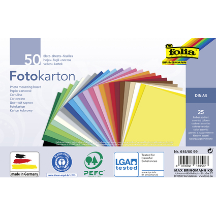 folia Fotokarton, DIN A5, 300 g/qm, 25 Farben sortiert