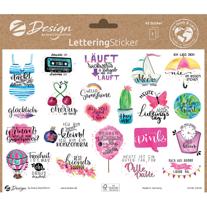 AVERY Zweckform ZDesign Trend Sticker LETTERING Sprche