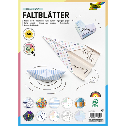 folia Faltbltter mit Motivdruck, DIN A4, 50 Blatt