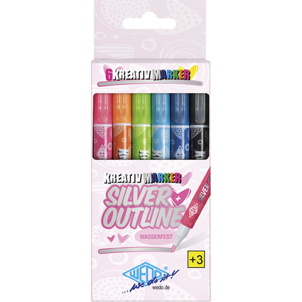 WEDO Kreativmarker SILVER + OUTLINE, 6er Etui