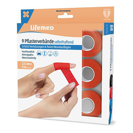 Lifemed Pflasterverband, selbsthaftend, rot, 9er