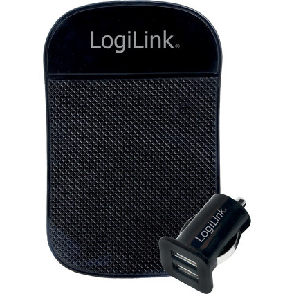 LogiLink USB-KFZ-Ladegert, 2-fach, inkl. Antirutschmatte