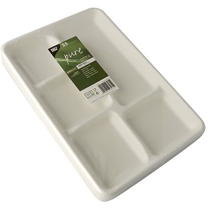 PAPSTAR Zuckerrohr-Men-Tray "pure", 5-geteilt, wei