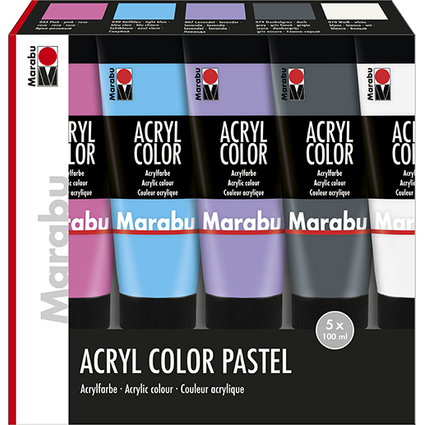 Marabu Acrylfarbe "AcrylColor" PASTELL, 5er Set