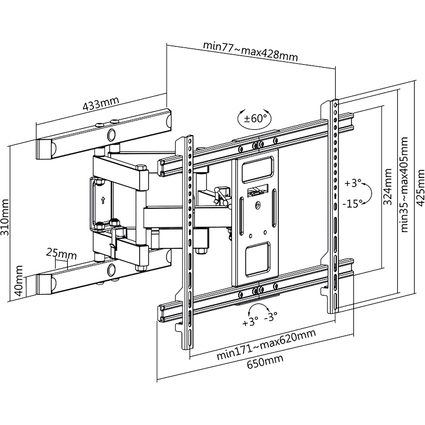 LogiLink TV-Wandhalterung Full Motion, fr 93,98 - 203,20 cm