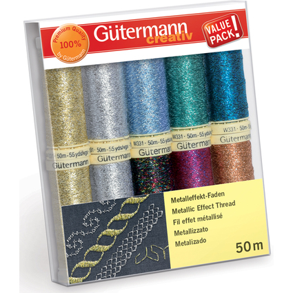 Gtermann Nhfaden-Set "Metalleffektfaden W 331", 10 Spulen