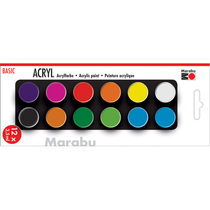 Marabu Acrylfarben-Set "BASIC", 12 x 3,5 ml
