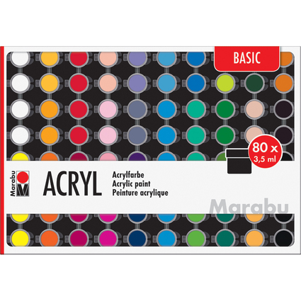 Marabu Acrylfarben-Set "BASIC", 80 x 3,5 ml