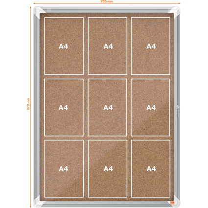 nobo Schaukasten Premium Plus, Kork-Rckwand, 9 x DIN A4