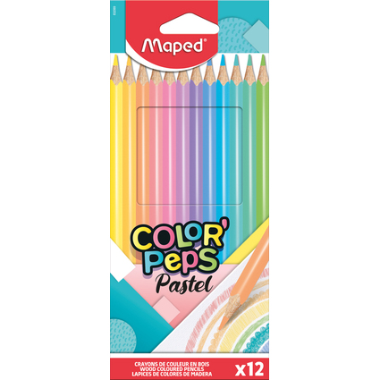 Maped Dreikant-Buntstift COLOR'PEPS Pastel, 12er Kartonetui