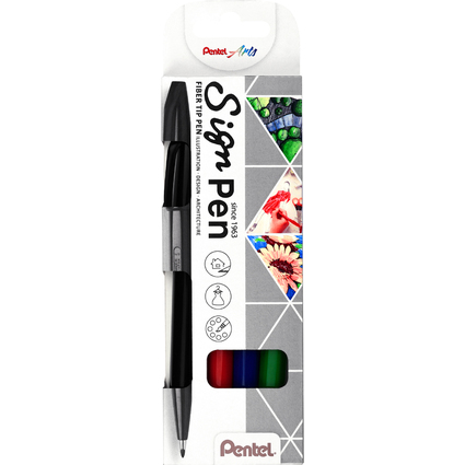 PentelArts Faserschreiber Sign Pen S520, 4er Etui