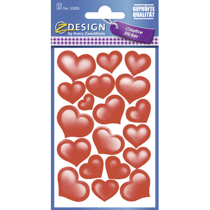 ZDesign CREATIVE Sticker "Herzen", beglimmert, rot