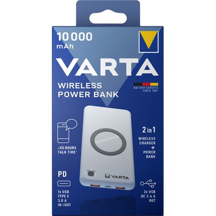 VARTA Zusatzakku "Wireless Power Bank", 10.000 mAh, wei
