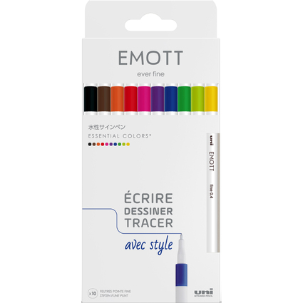 uni-ball Fineliner EMOTT, 10er Set "Essential Colors"