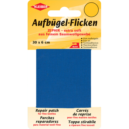 KLEIBER Zephir-Aufbgel-Flicken, 300 x 60 mm, mittelblau