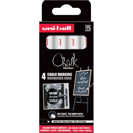 uni-ball Kreidemarker Chalk marker PWE3MS/4 PF, 4er Etui