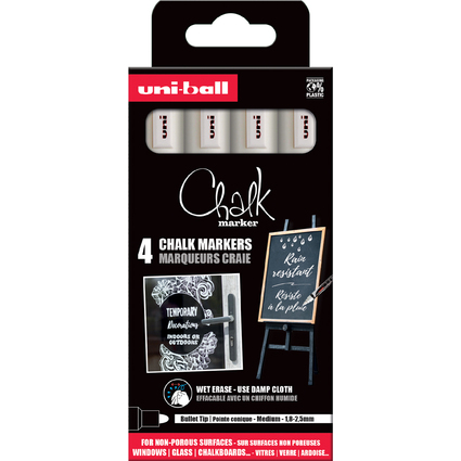 uni-ball Kreidemarker Chalk marker PWE5M/4 PF, 4er Etui