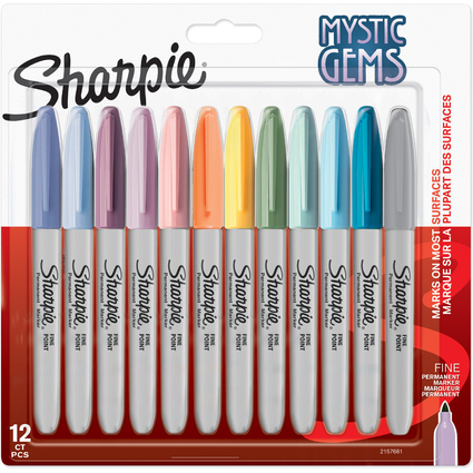 Sharpie Permanent-Marker FINE MYSTIC GEMS, 12er Blisterkarte