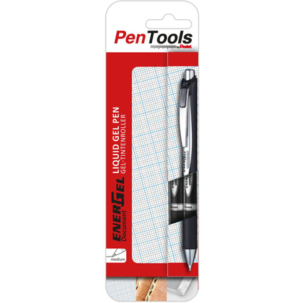 Pentel Liquid Gel-Tintenroller EnerGel Document, 2er Etui