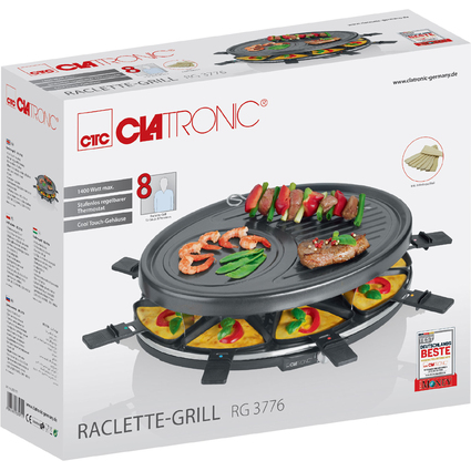 CLATRONIC Raclette-Grill RG 3776, fr 8 Personen, schwarz